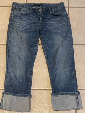 Joe's Jeans Women's Honey Kicker Cuffed Capri Jeans in Medium Blue Size 28